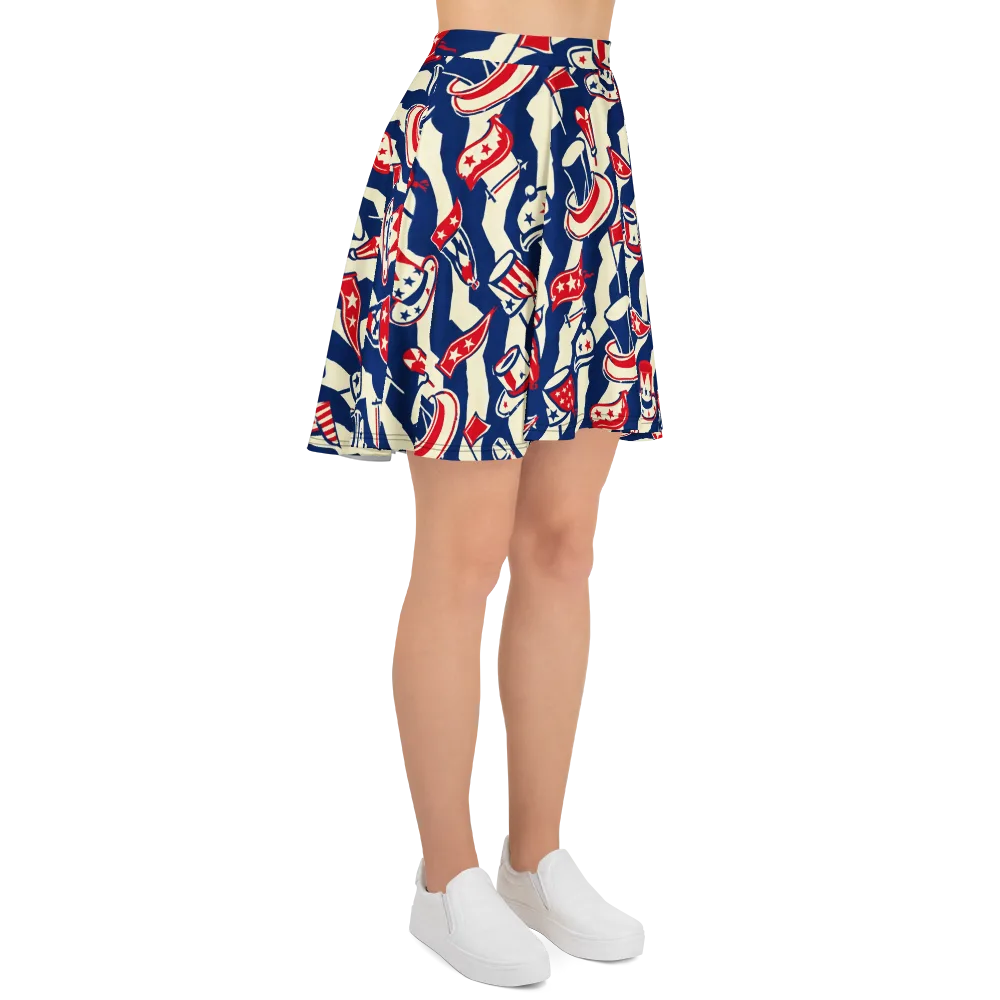 Stars And Stripes Soirée on Skater Skirt — Right