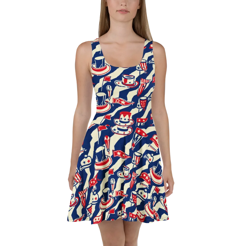 Stars And Stripes Soirée on Skater Dress — Front