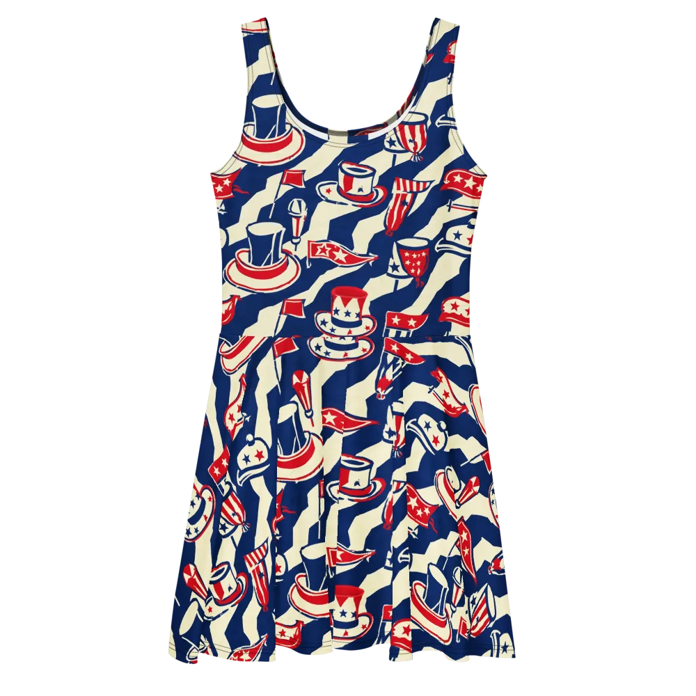 Stars And Stripes Soirée on Skater Dress — Front