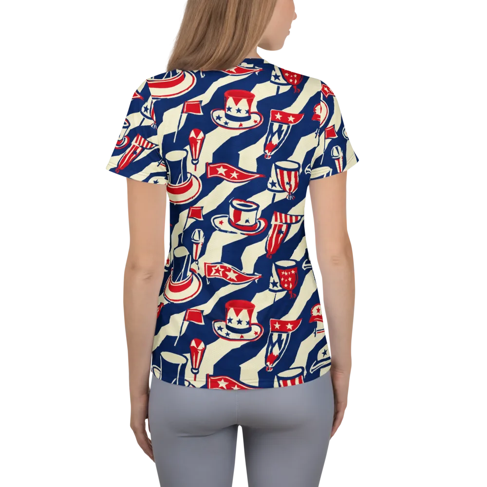 Stars And Stripes Soirée on Women's Athletic T-Shirt — Back