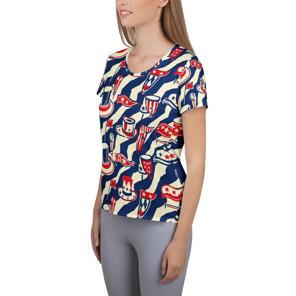 Stars And Stripes Soirée on Women's Athletic T-Shirt — Left