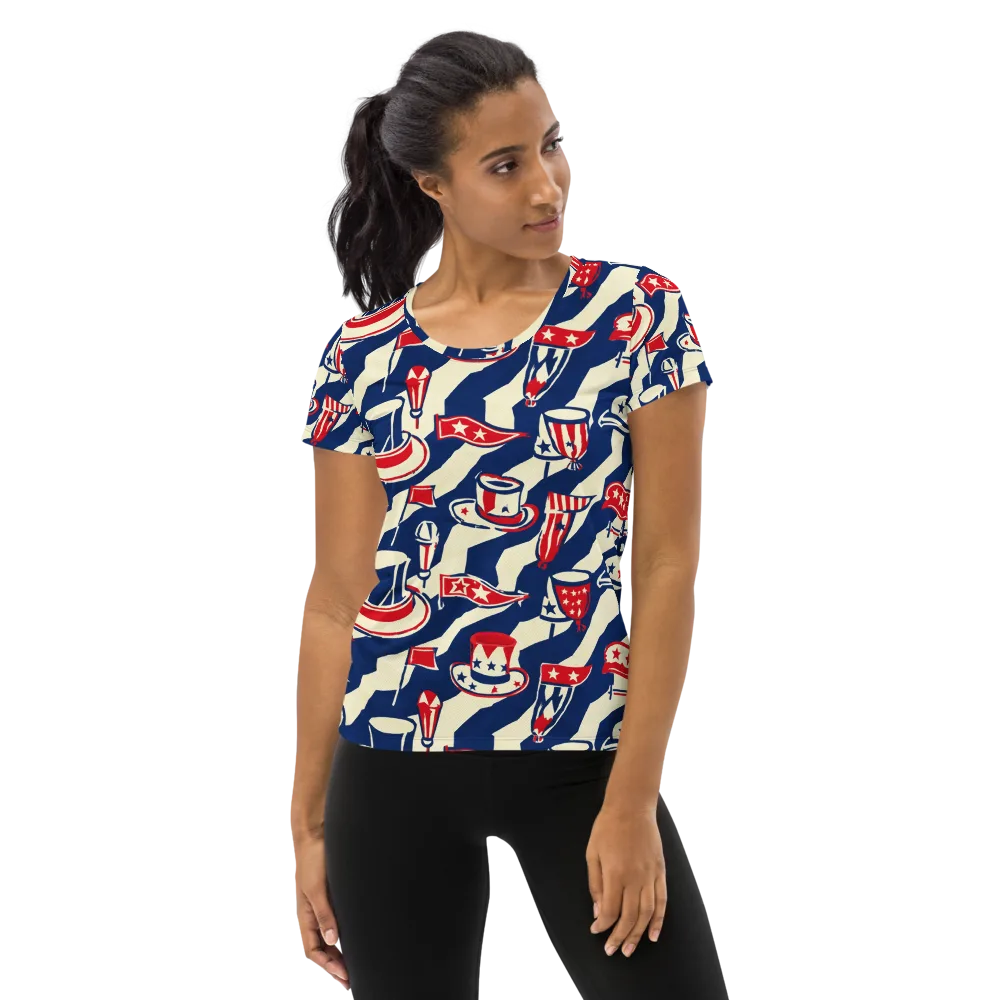 Stars And Stripes Soirée on Women's Athletic T-Shirt — Front