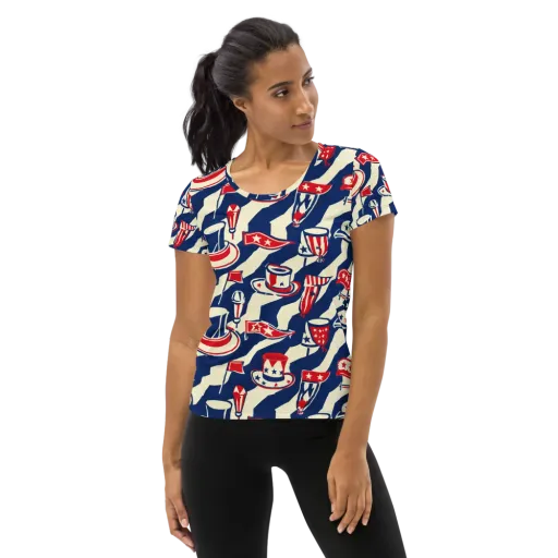 Stars And Stripes Soirée on a Women's Athletic T-Shirt