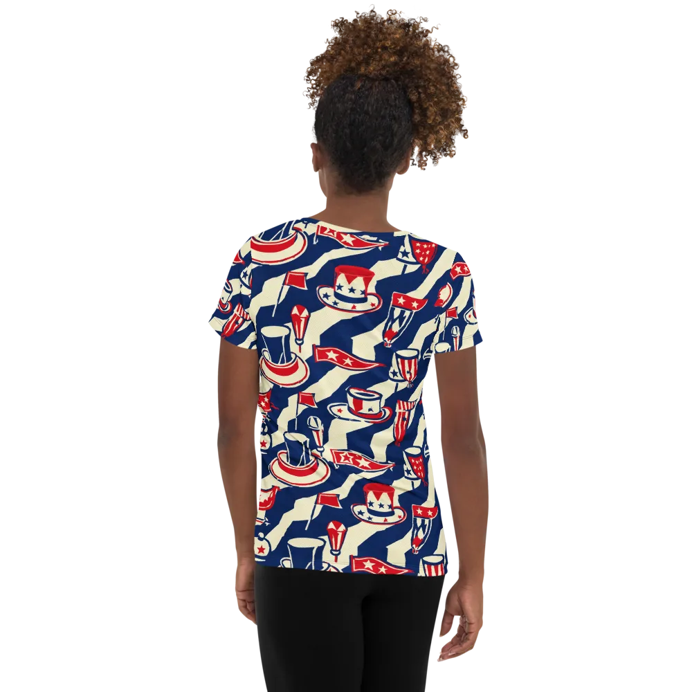 Stars And Stripes Soirée on Women's Athletic T-Shirt — Back