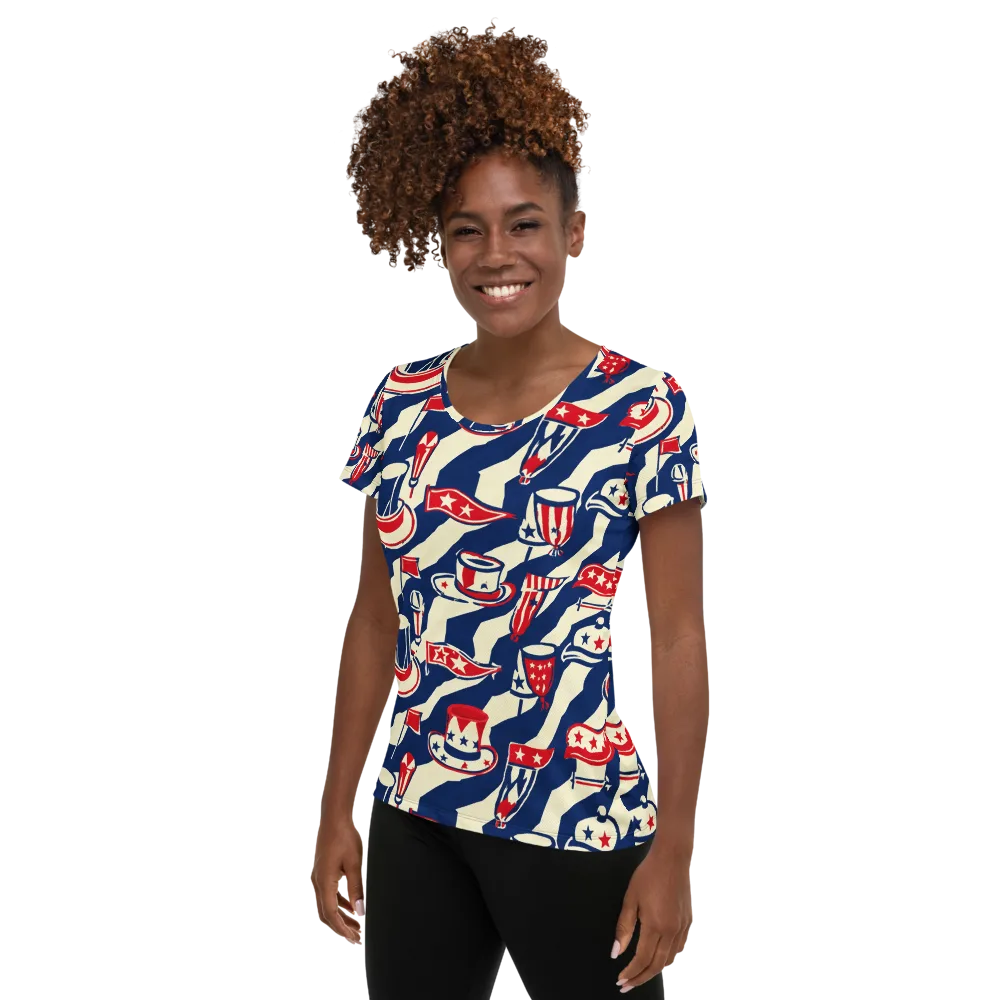 Stars And Stripes Soirée on Women's Athletic T-Shirt — Left