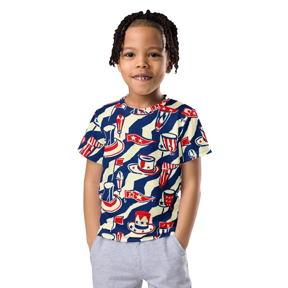 Stars And Stripes Soirée on Kids Crew Neck T-Shirt — Front