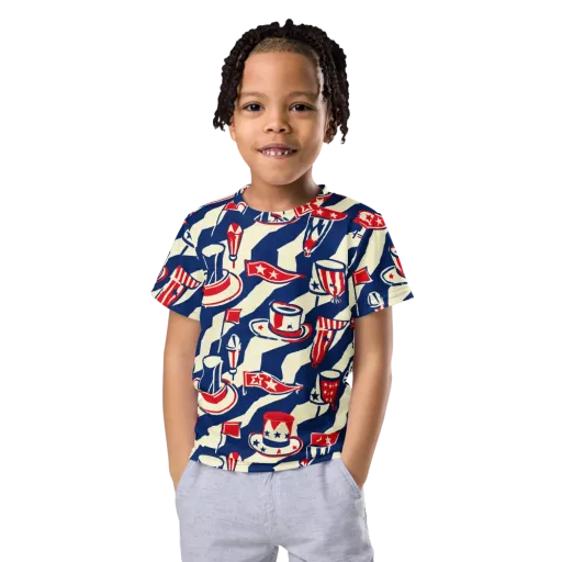 Stars And Stripes Soirée on a Kids Crew Neck T-Shirt