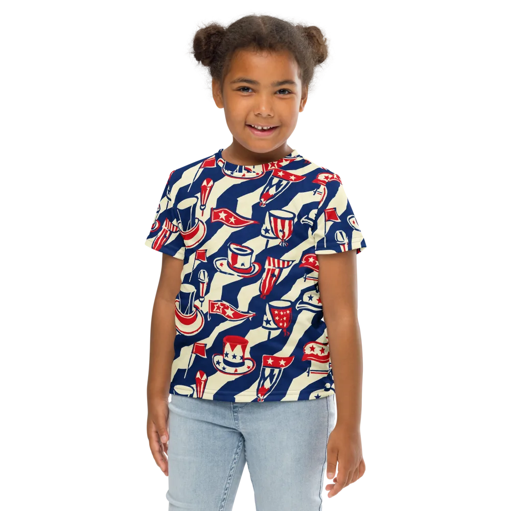 Stars And Stripes Soirée on Kids Crew Neck T-Shirt — Front