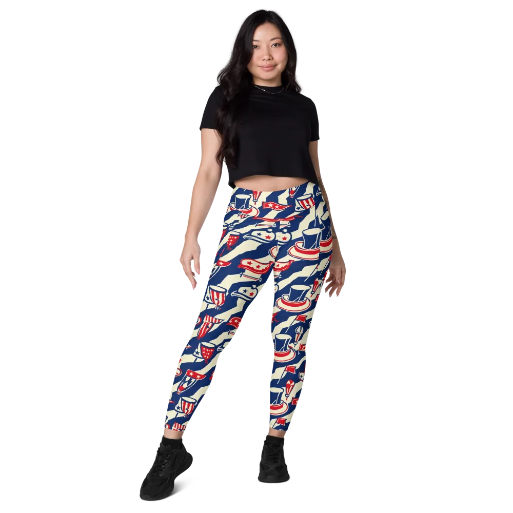 Stars And Stripes Soirée on Leggings with Pockets — Front