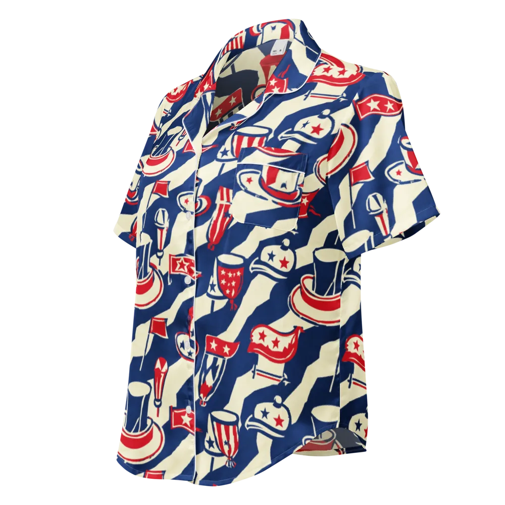 Stars And Stripes Soirée on Women's Short Sleeve Pajama Top — Left Front