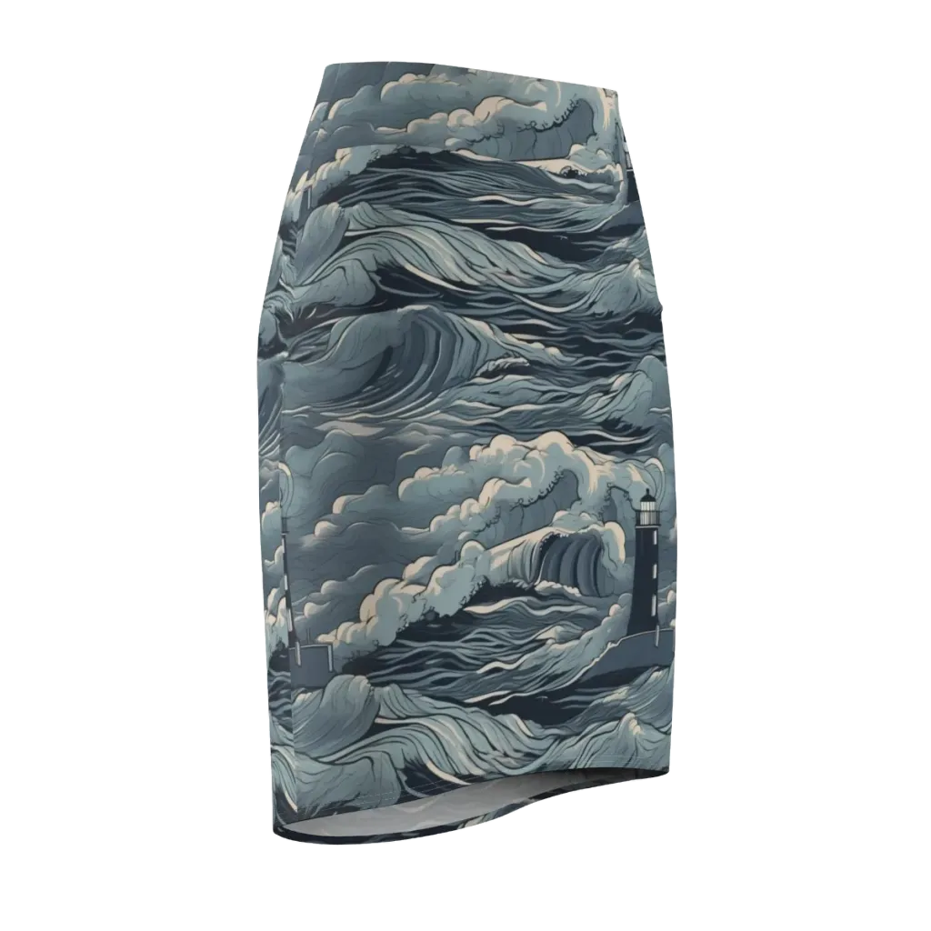 Stormwatch Beacon on Pencil Skirt — Front Side