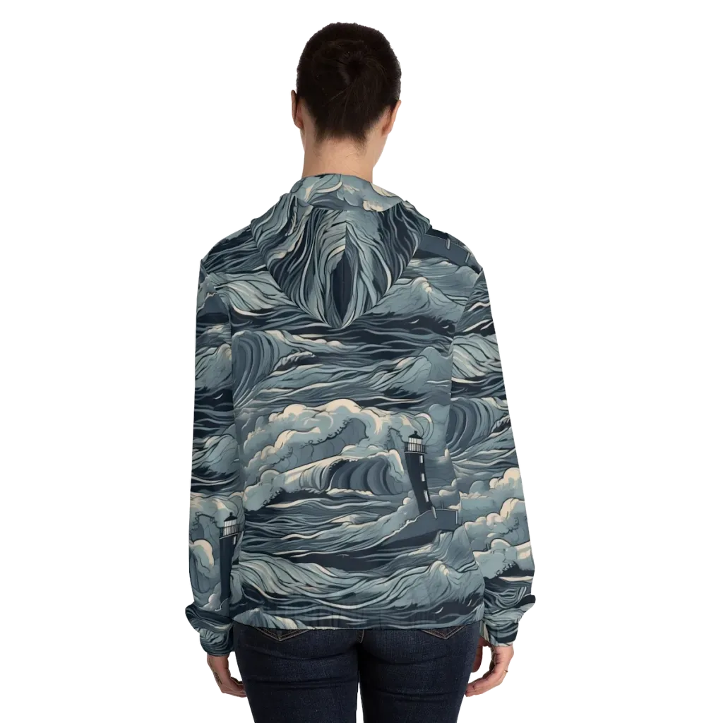 Stormwatch Beacon on Women's Full-Zip Hoodie — Back On Person
