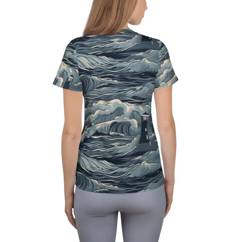 Stormwatch Beacon on Women's Athletic T-Shirt — Back