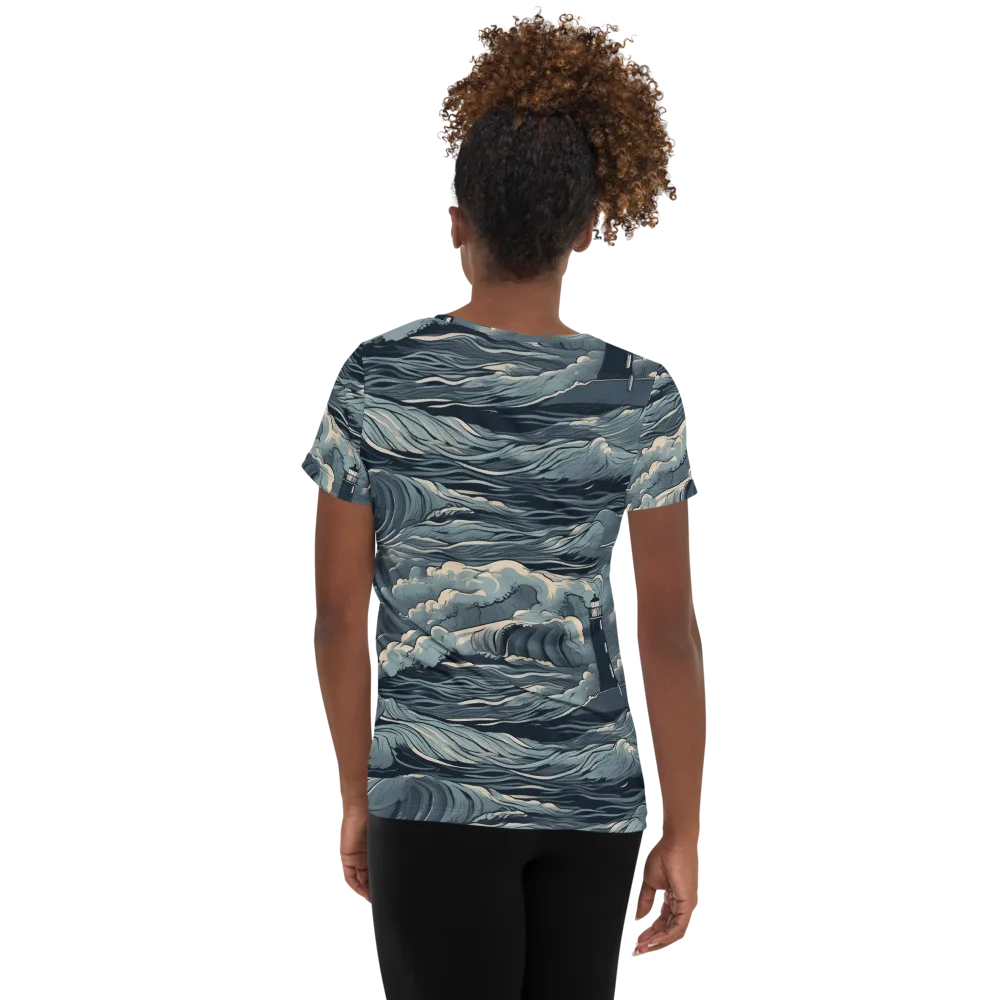 Stormwatch Beacon on Women's Athletic T-Shirt — Back