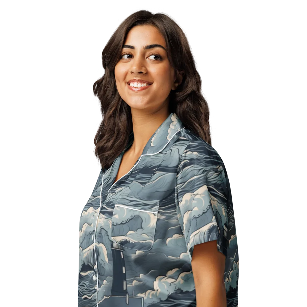 Stormwatch Beacon on Women's Short Sleeve Pajama Top — Left Front