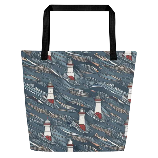Beacon Current on a Large Tote Bag W/ Pocket