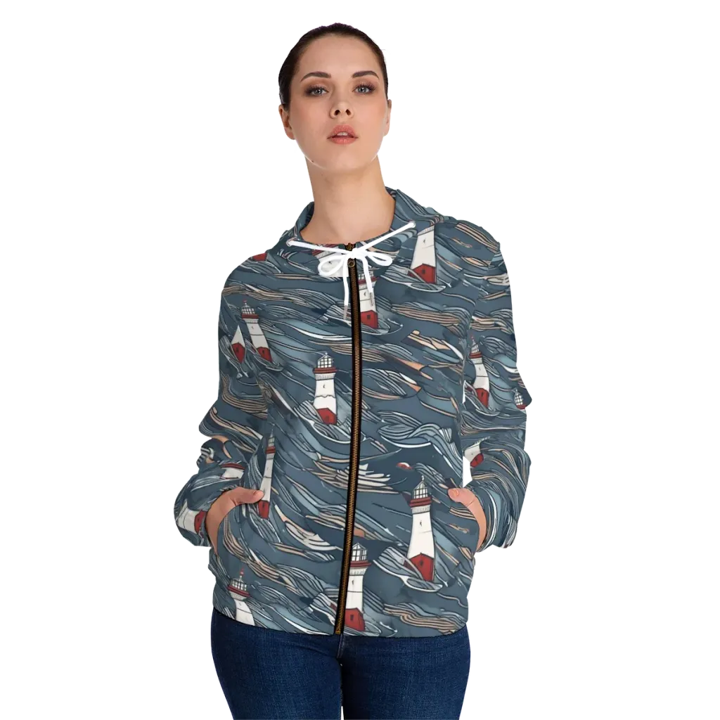 Beacon Current on Women's Full-Zip Hoodie — Front On Person