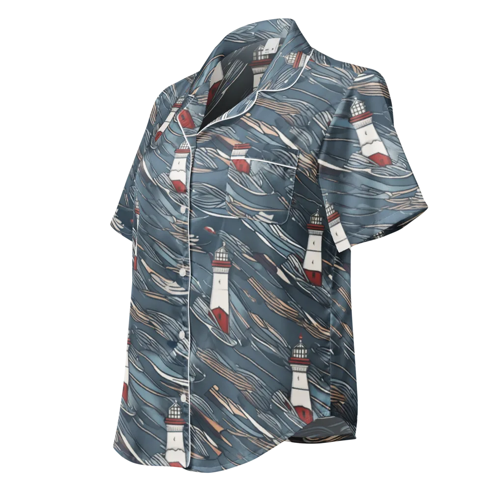 Beacon Current on Women's Short Sleeve Pajama Top — Left Front