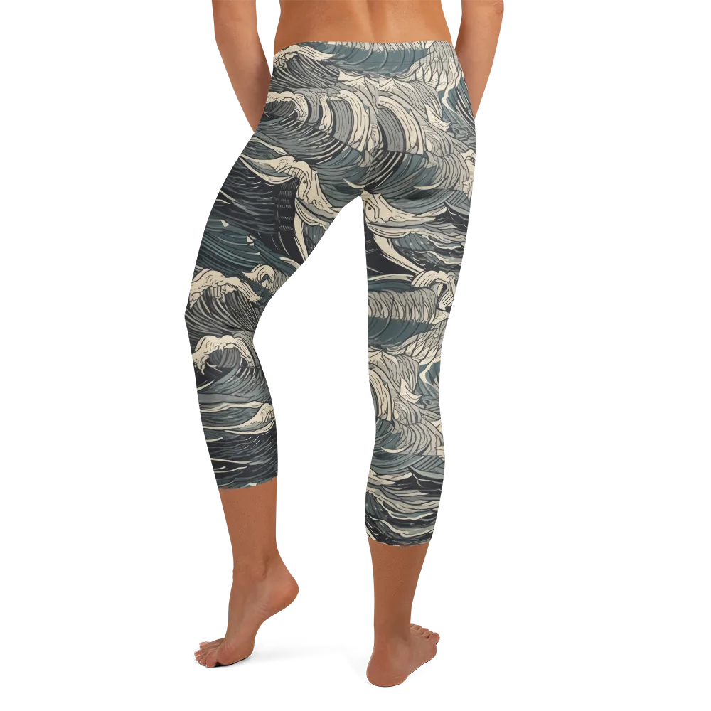 Moonlit Breakers on Capri Leggings — Back