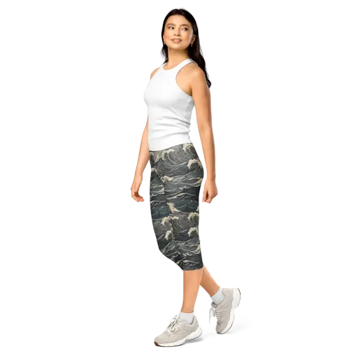 Moonlit Breakers on a Capri Leggings