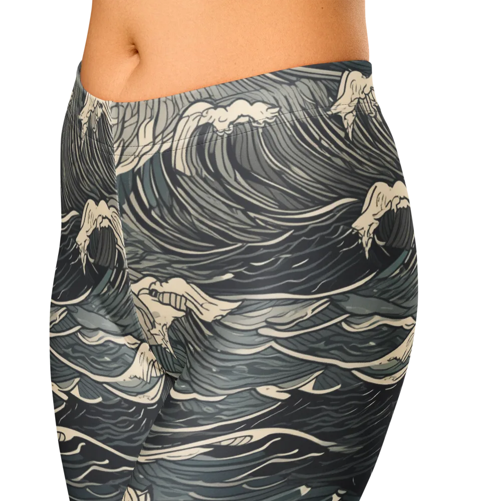 Moonlit Breakers on Capri Leggings — Zoomed-in