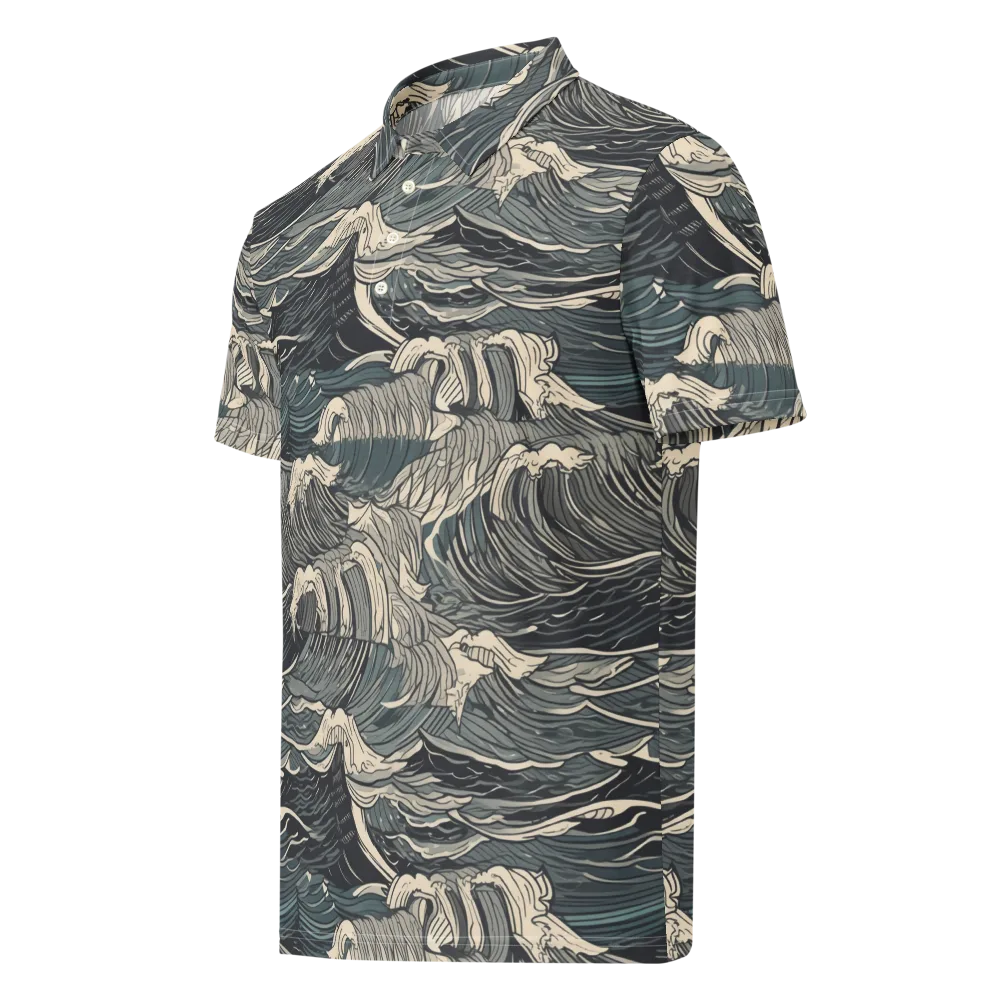 Moonlit Breakers on Men's Slim Fit Polo Shirt — Left Front