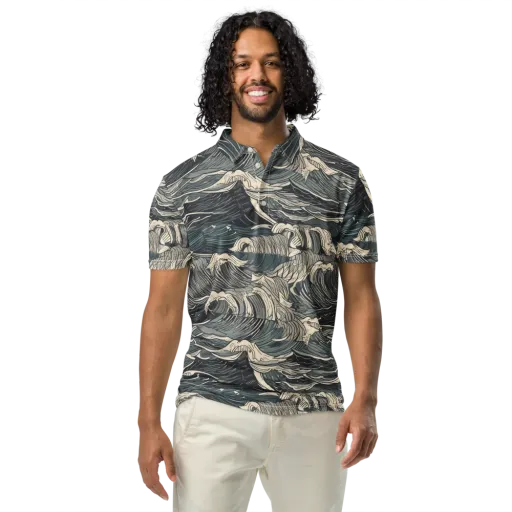 Moonlit Breakers on a Men's Slim Fit Polo Shirt