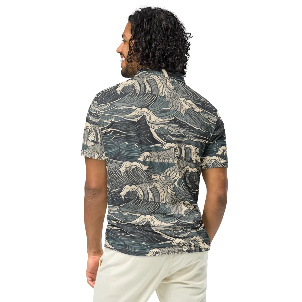 Moonlit Breakers on Men's Slim Fit Polo Shirt — Back