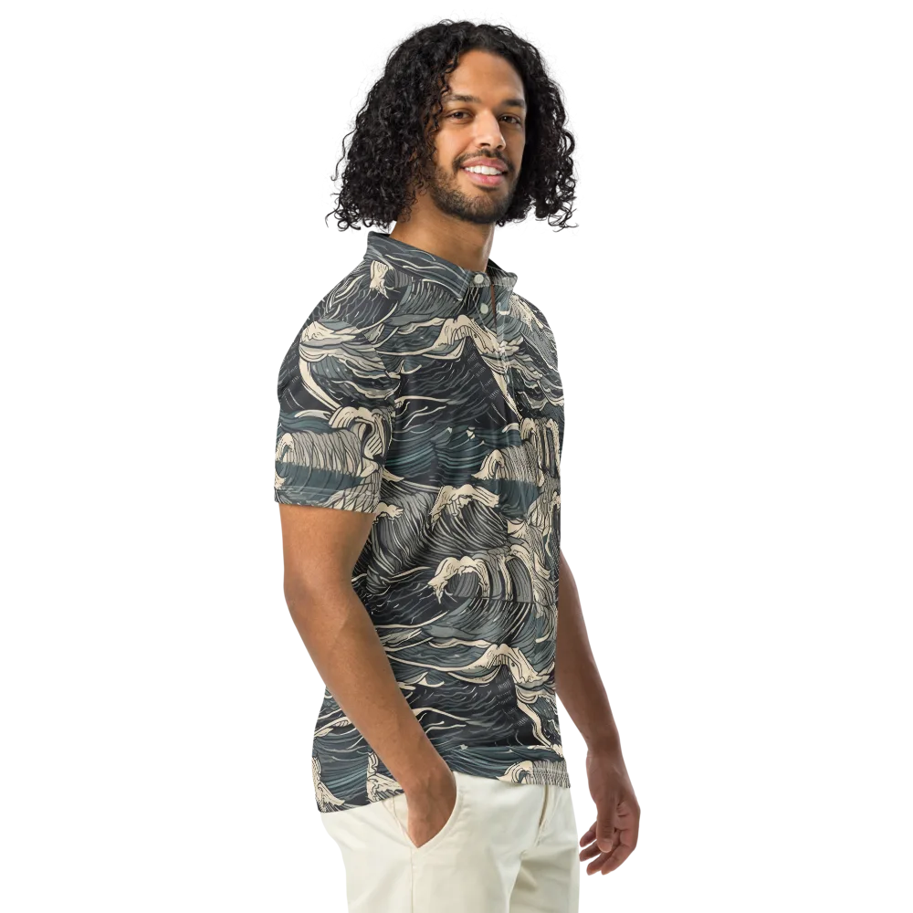 Moonlit Breakers on Men's Slim Fit Polo Shirt — Right Front
