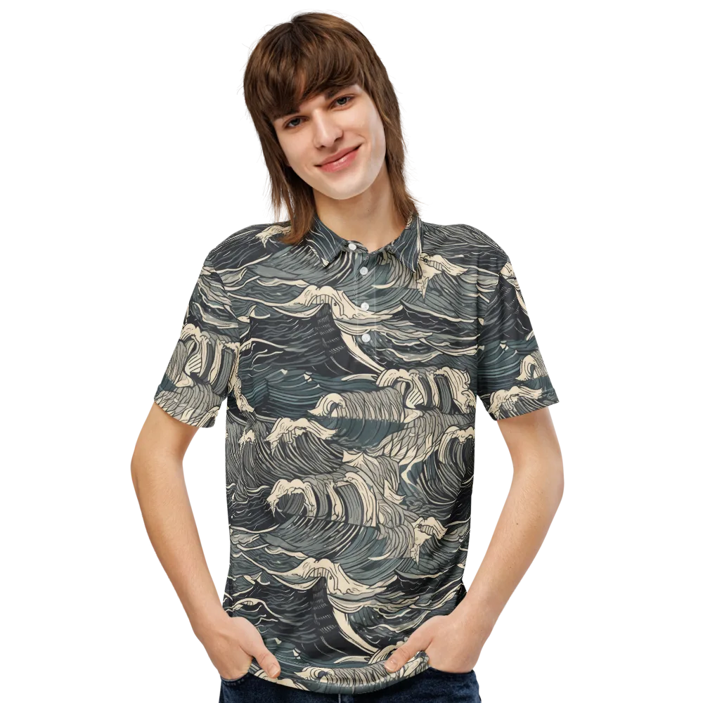 Moonlit Breakers on Men's Slim Fit Polo Shirt — Front