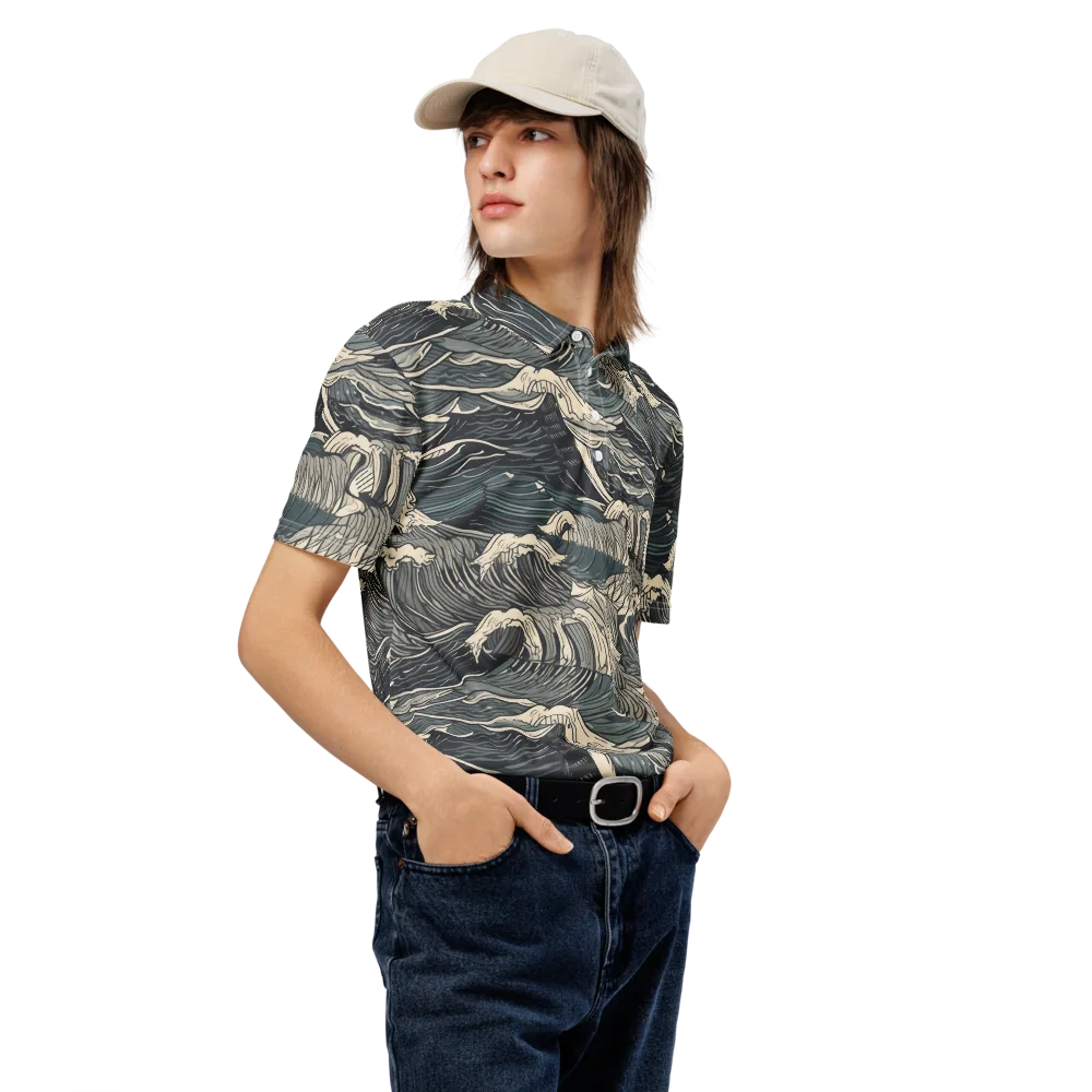 Moonlit Breakers on Men's Slim Fit Polo Shirt — Right Front
