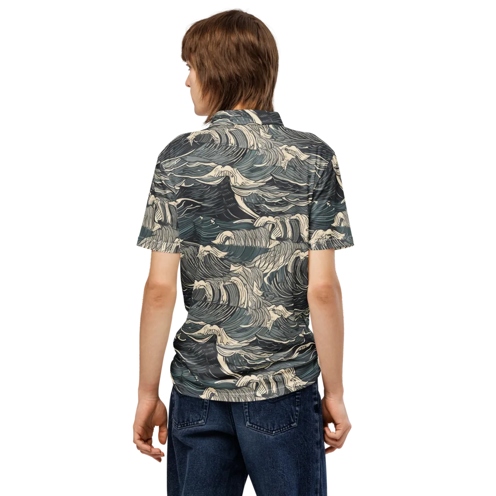 Moonlit Breakers on Men's Slim Fit Polo Shirt — Back