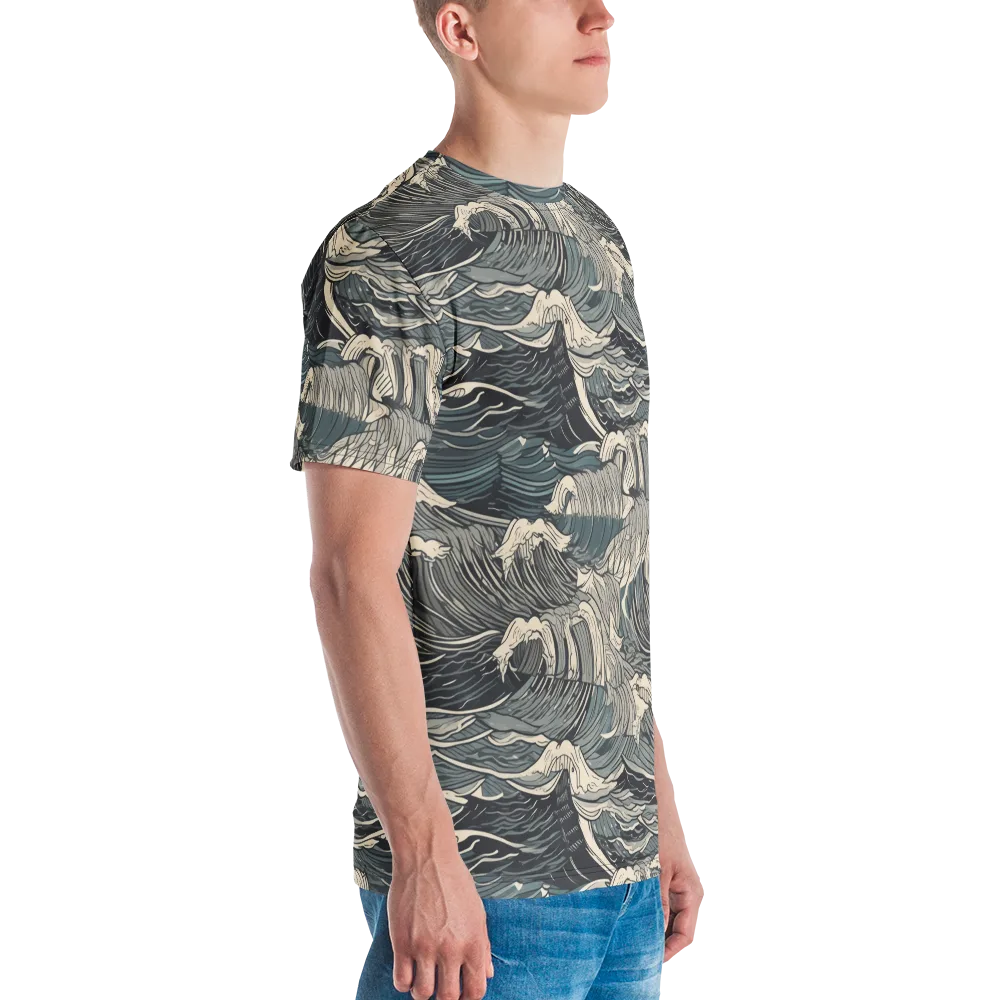 Moonlit Breakers on Men's Crew Neck T-Shirt — Right