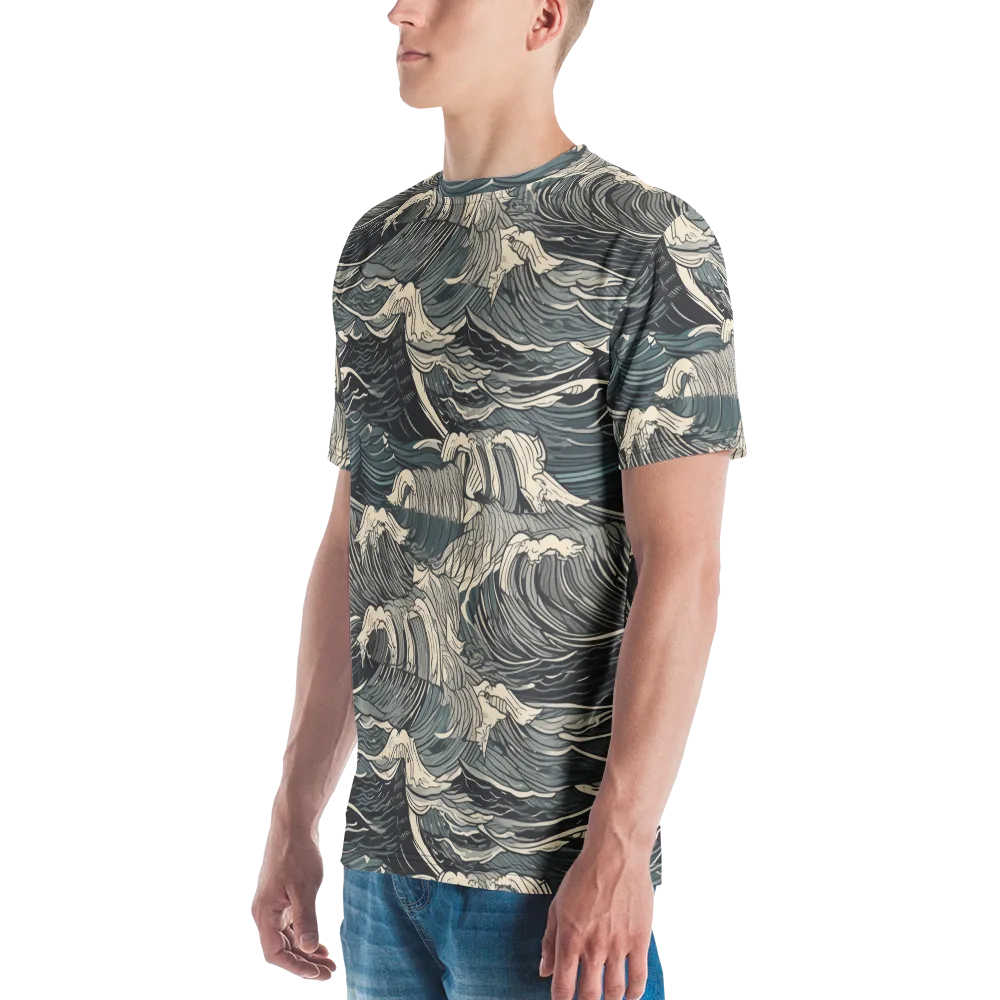 Moonlit Breakers on Men's Crew Neck T-Shirt — Left