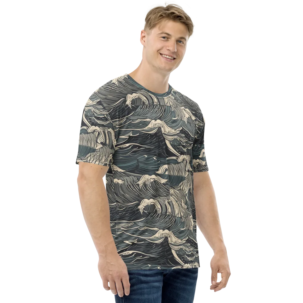 Moonlit Breakers on Men's Crew Neck T-Shirt — Right