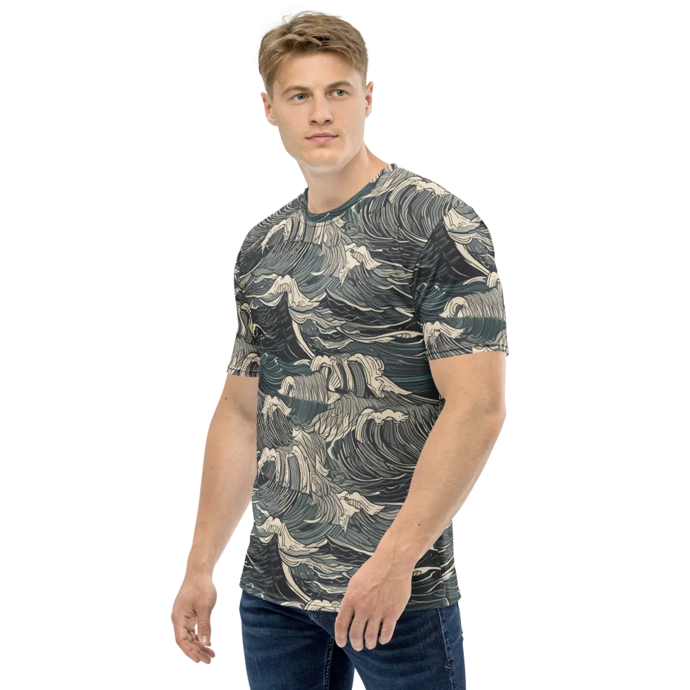 Moonlit Breakers on Men's Crew Neck T-Shirt — Left