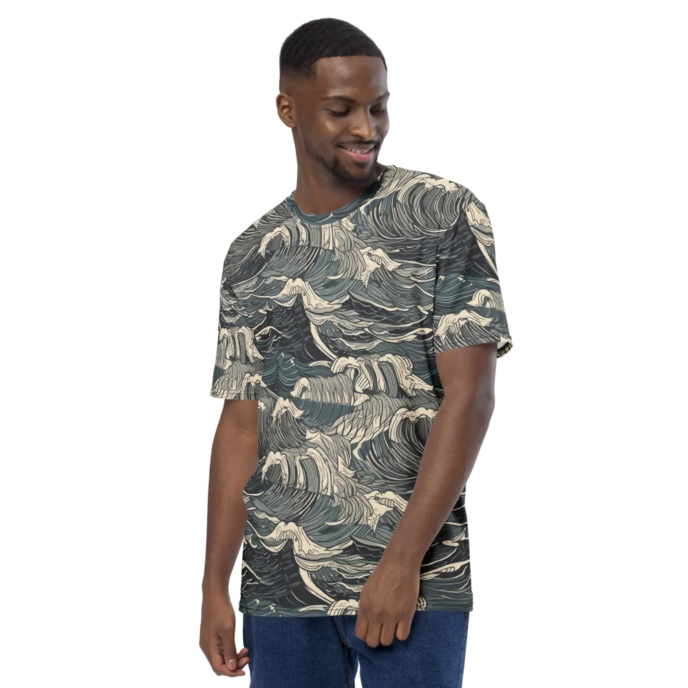 Moonlit Breakers on Men's Crew Neck T-Shirt — Left