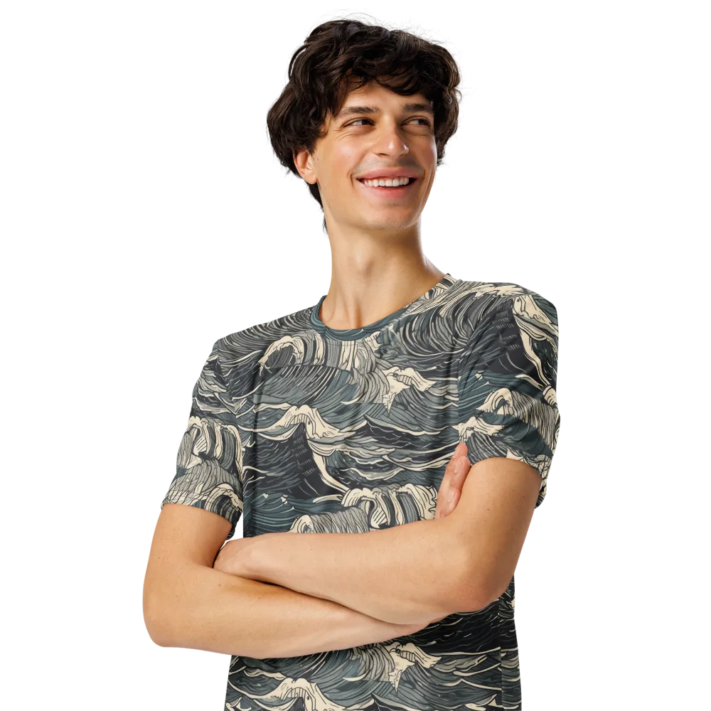 Moonlit Breakers on Men's Crew Neck T-Shirt — Left Front