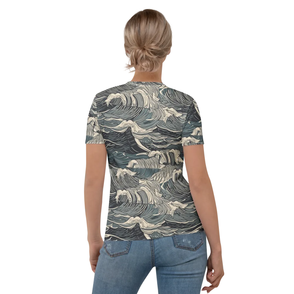 Moonlit Breakers on Women's Crew Neck T-Shirt — Back