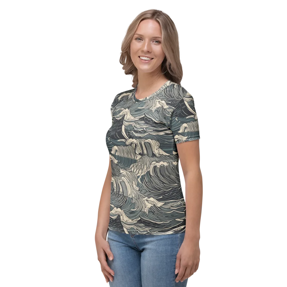 Moonlit Breakers on Women's Crew Neck T-Shirt — Left