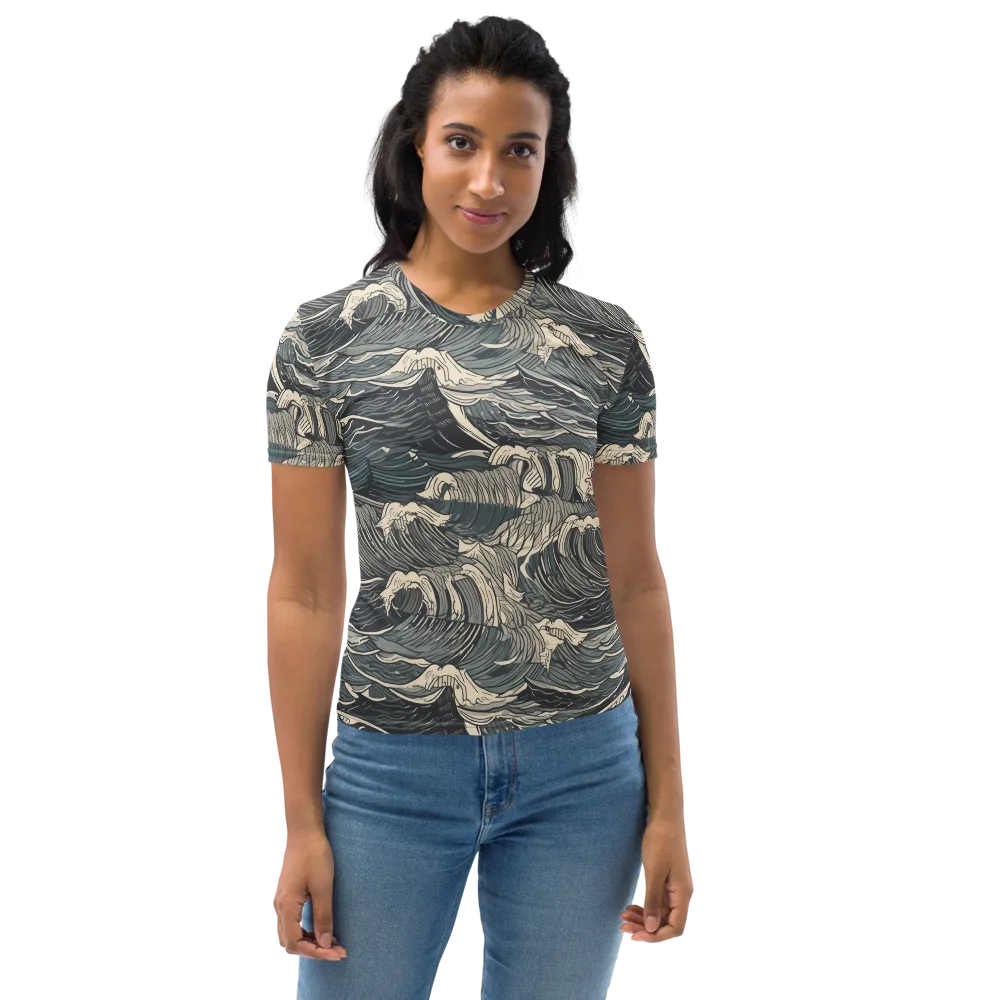 Moonlit Breakers on Women's Crew Neck T-Shirt — Front