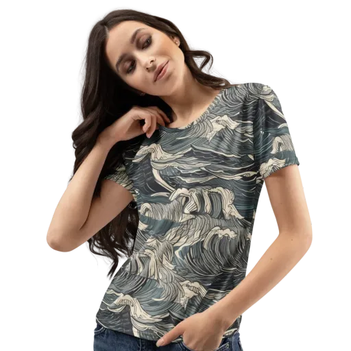 Moonlit Breakers on a Women's Crew Neck T-Shirt