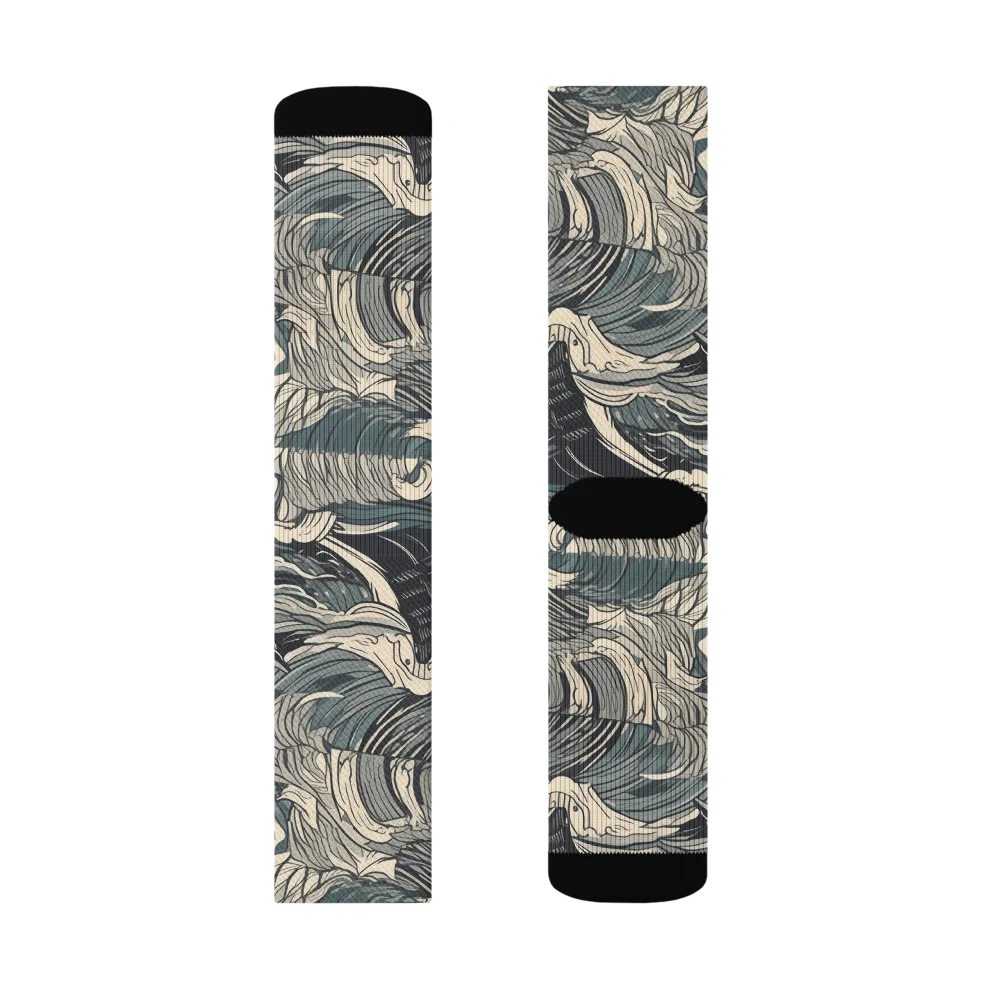 Moonlit Breakers on Socks — Right Sock