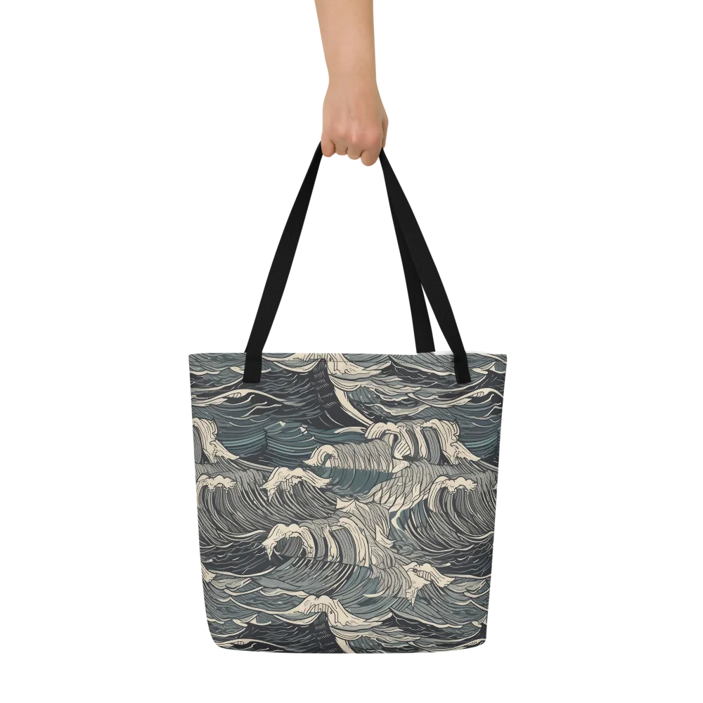 Moonlit Breakers on Large Tote Bag W/ Pocket — Front
