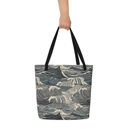 Moonlit Breakers on a Large Tote Bag W/ Pocket