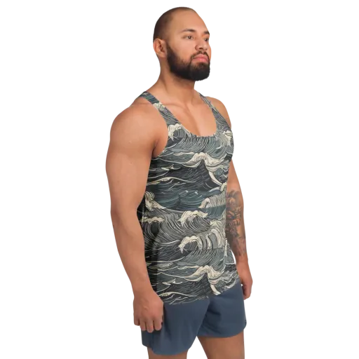 Moonlit Breakers on a Men's Tank Top