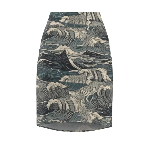 Moonlit Breakers on a Pencil Skirt