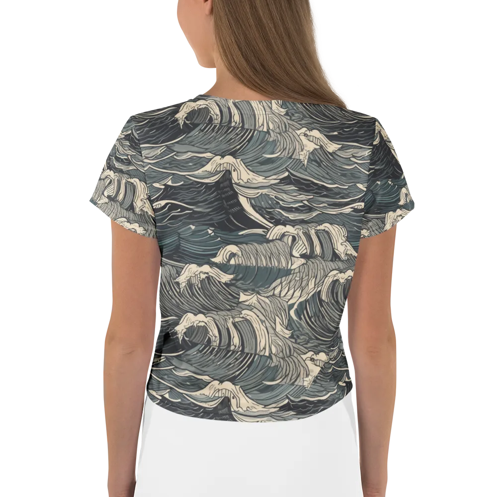 Moonlit Breakers on Crop Tee — Back