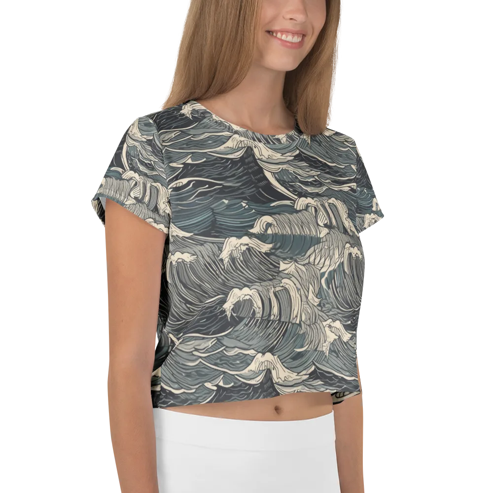 Moonlit Breakers on Crop Tee — Right