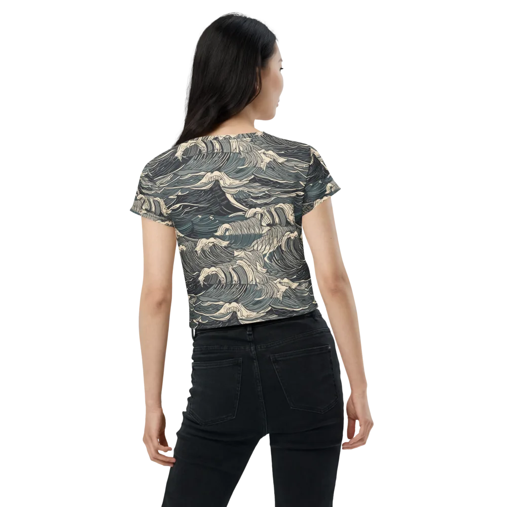 Moonlit Breakers on Crop Tee — Back